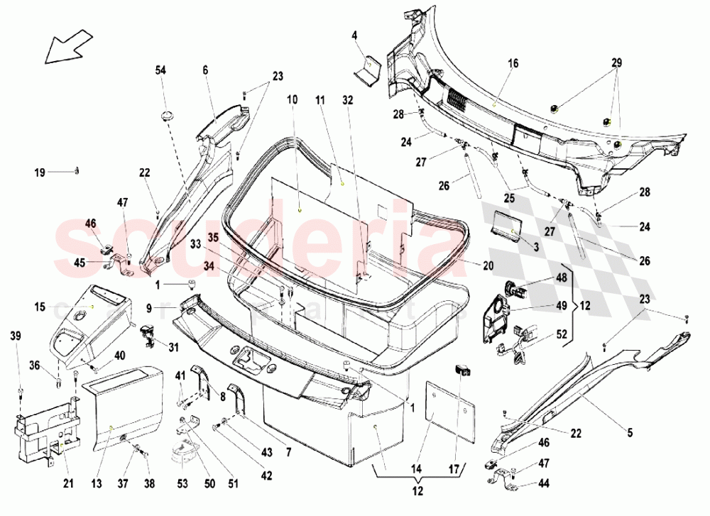 Front Hood - Cross Panel With Scuttle of Lamborghini Lamborghini Gallardo LP550 Coupe