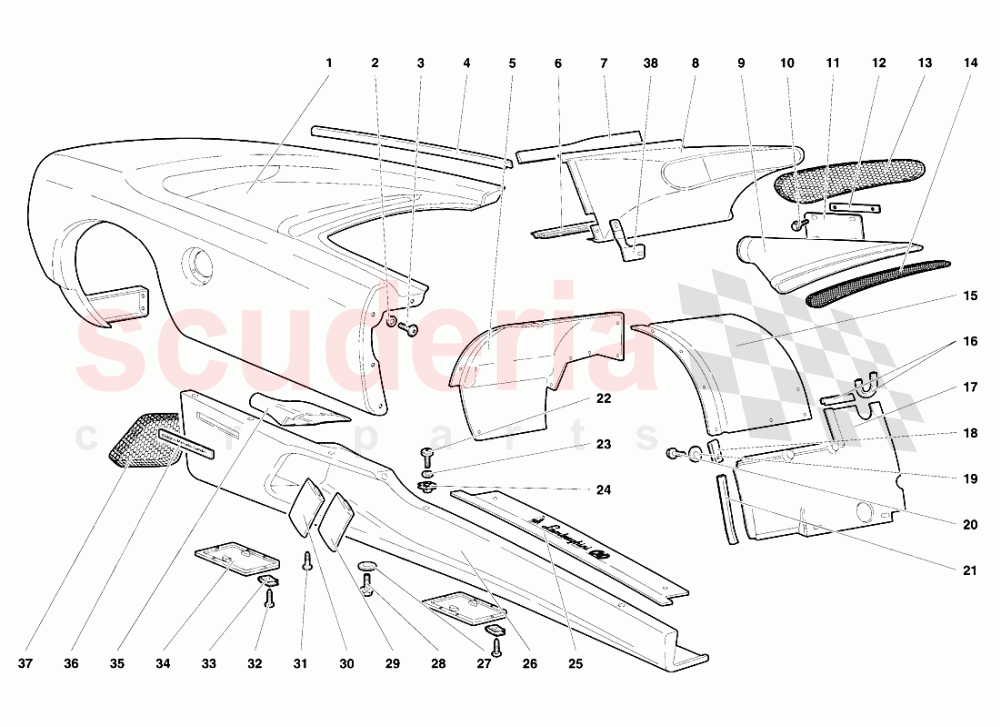 Body Elements - Right Flank of Lamborghini Lamborghini Diablo SE30 (1993-1995)