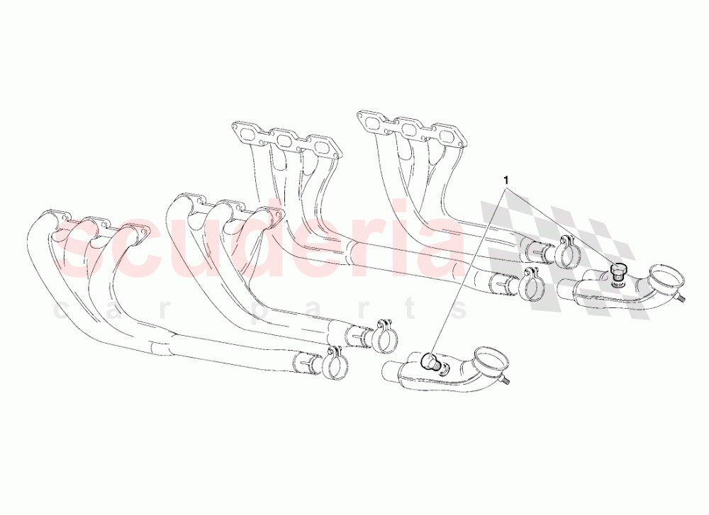 Exhaust System (Valid for Saudi Arabia Version - April 1994) of Lamborghini Lamborghini Diablo VT (1993-1998)