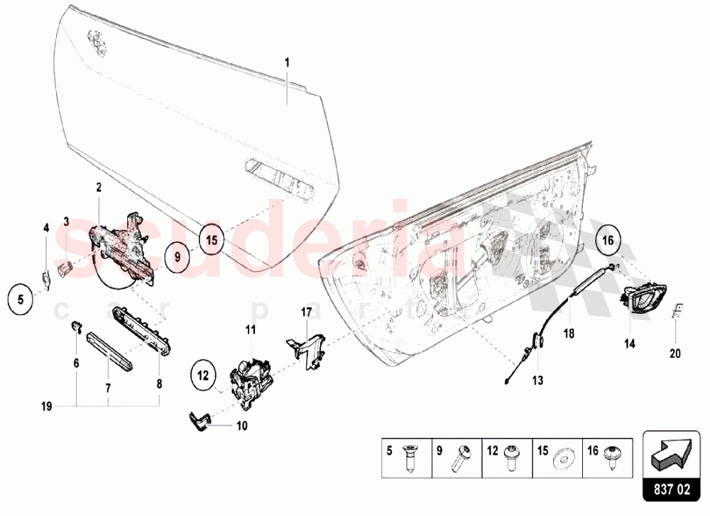 Doors - Handle and Lock of Lamborghini Lamborghini Huracan LP580 Coupe