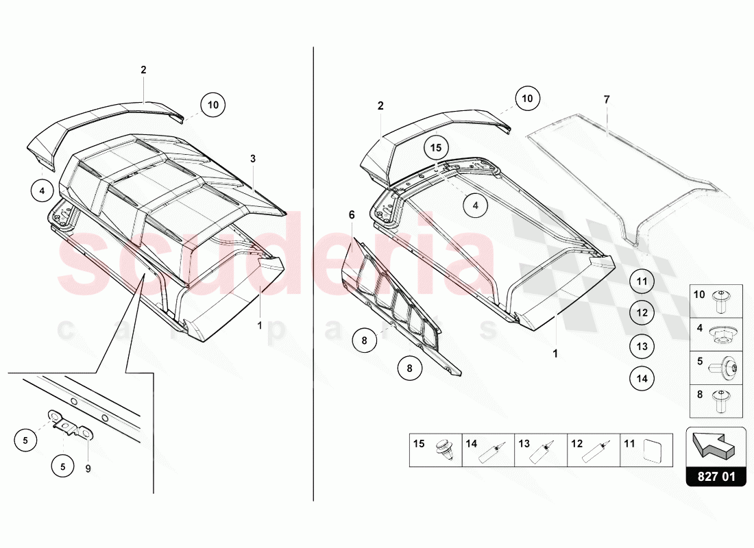 ENGINE COVER WITH INSP. COVER of Lamborghini Lamborghini Huracan Evo Coupe