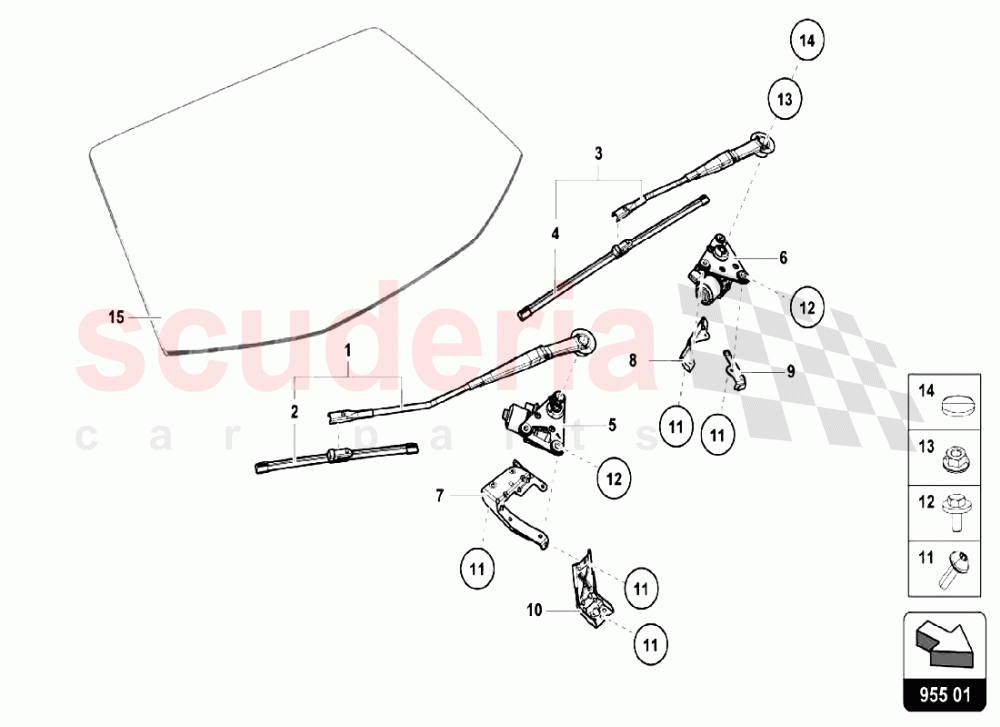 Windshield wiper of Lamborghini Lamborghini Huracan LP580 Coupe