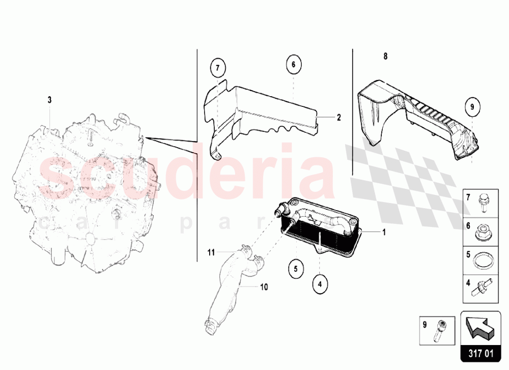 Oil cooler of Lamborghini Lamborghini Huracan LP580 Coupe