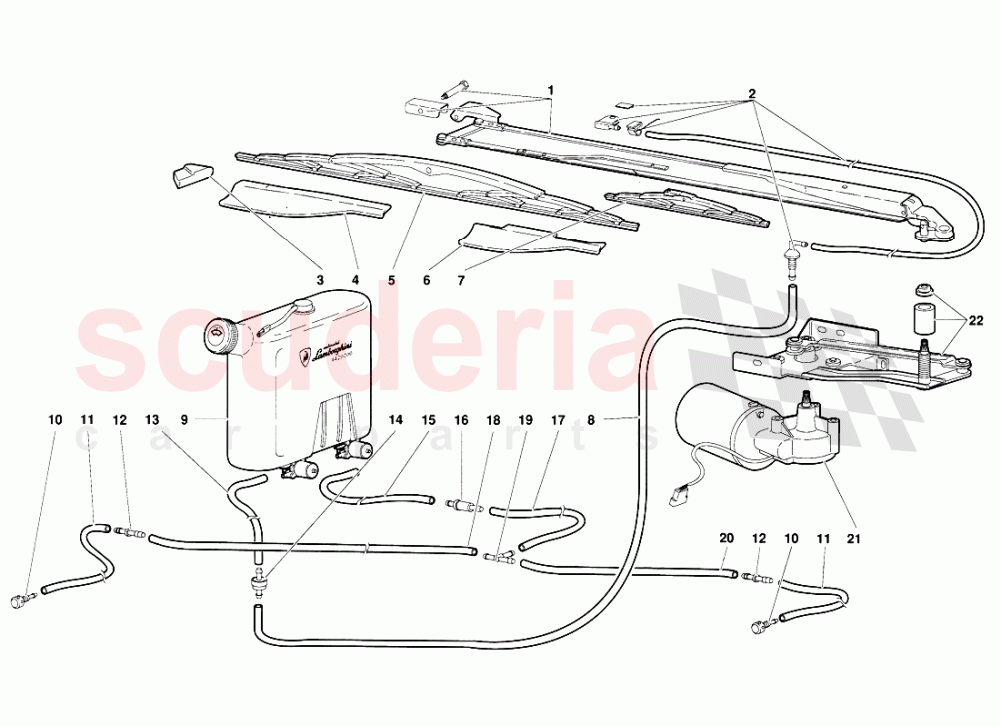 Windscreen Wiper and Headlamp Washers of Lamborghini Lamborghini Diablo (1990-1998)