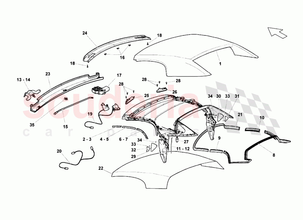 Roof Panel Soft Top - Components of Lamborghini Lamborghini Gallardo LP560 Spyder