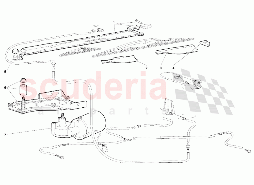 Windscreen Wiper and Headlamp Washers (Valid for GB Version - October 1991) of Lamborghini Lamborghini Diablo (1990-1998)