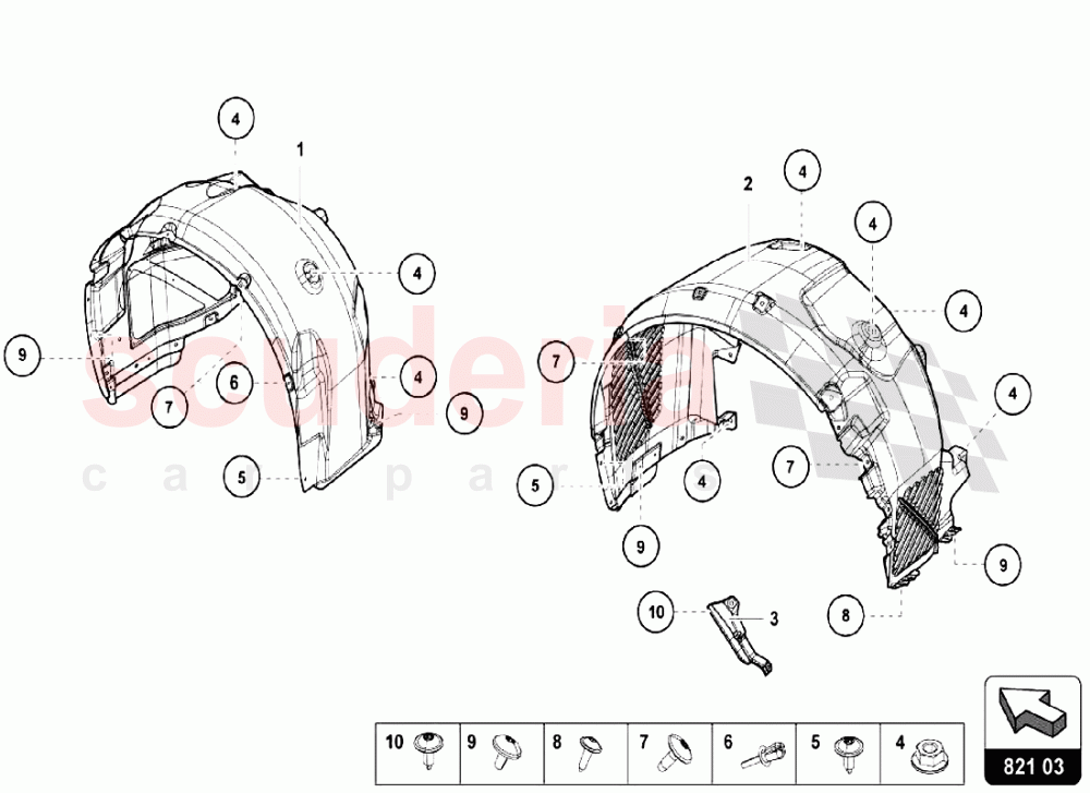 Wheel Housing of Lamborghini Lamborghini Huracan LP580 Coupe