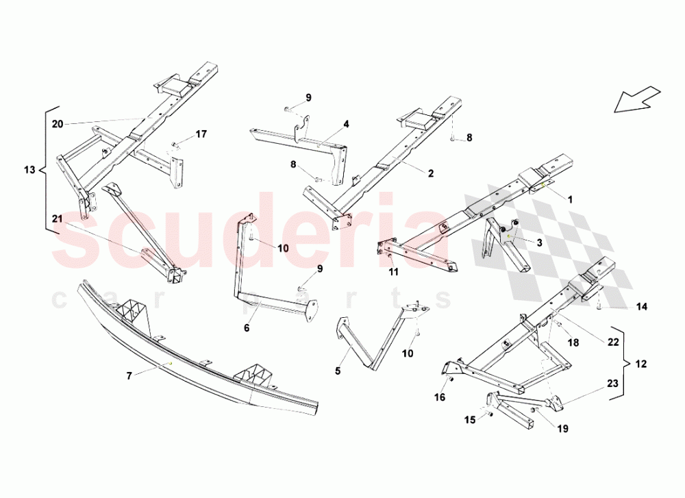 FRONT FRAME ATTACHMENTS of Lamborghini Lamborghini Gallardo LP550 Spyder