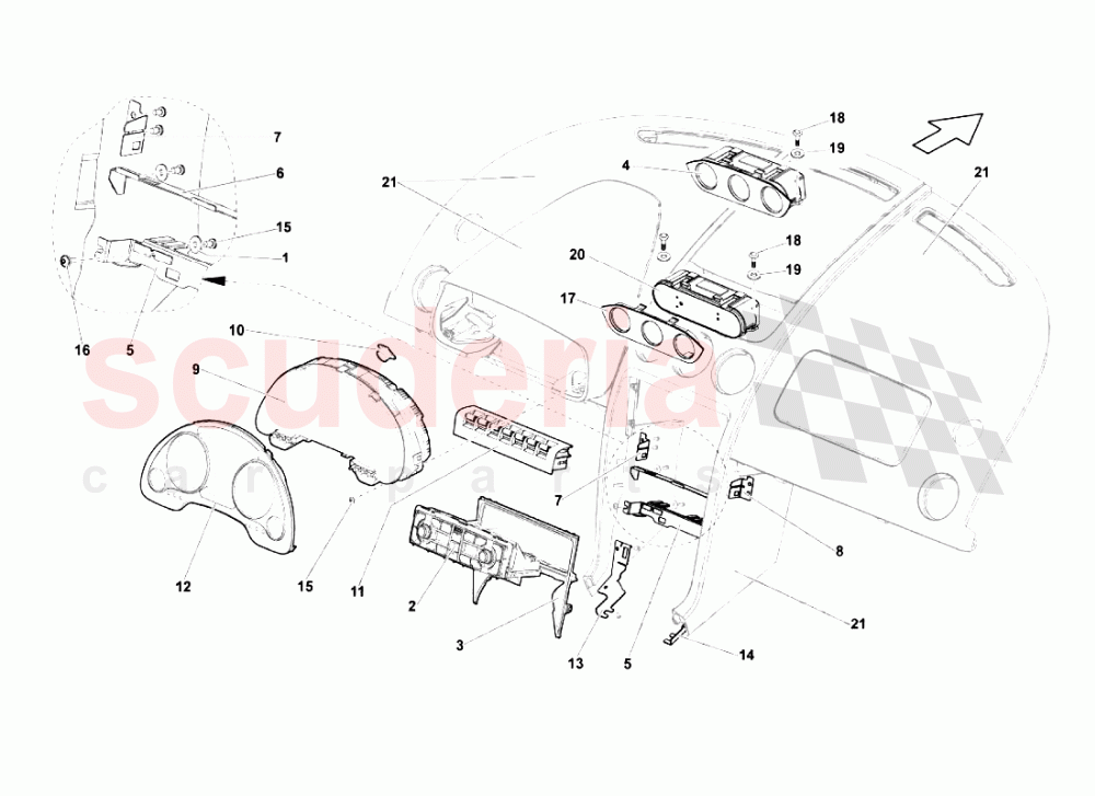 Dashboard Instruments of Lamborghini Lamborghini Gallardo (2006-2007)