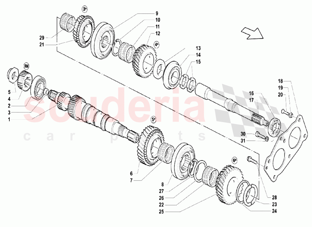 Input Shaft of Lamborghini Lamborghini Gallardo LP550 Coupe