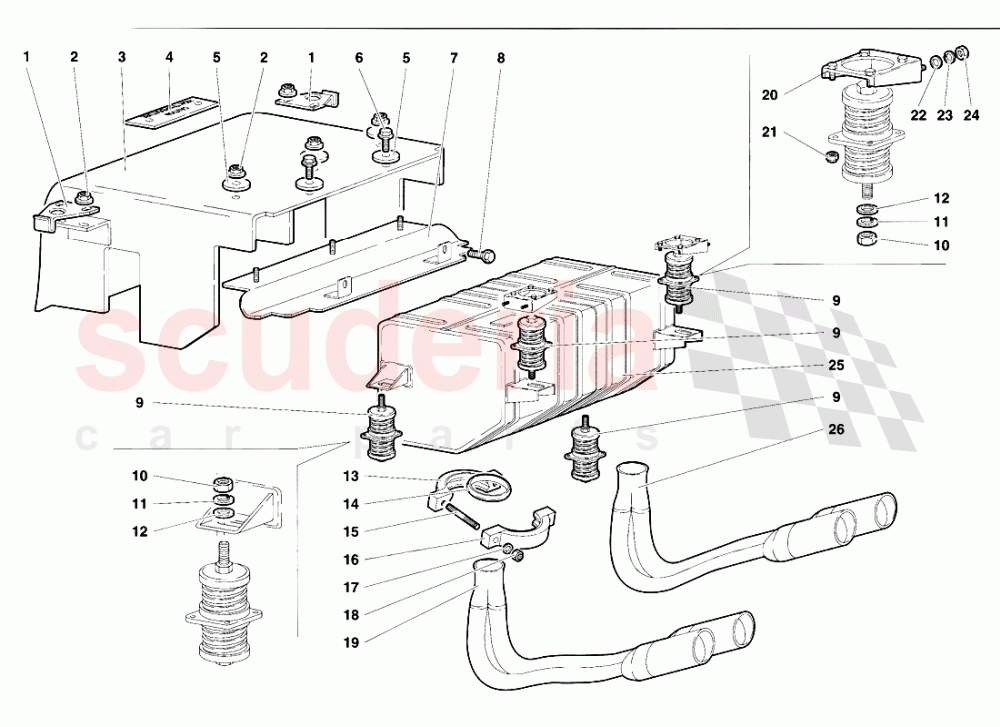 Exhaust System 3 of Lamborghini Lamborghini Diablo VT (1993-1998)