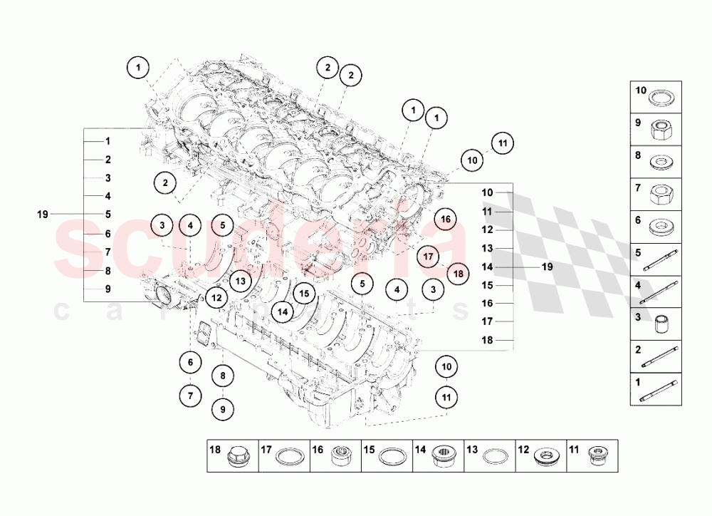 Crankcase of Lamborghini Lamborghini Aventador LP700 Coupe