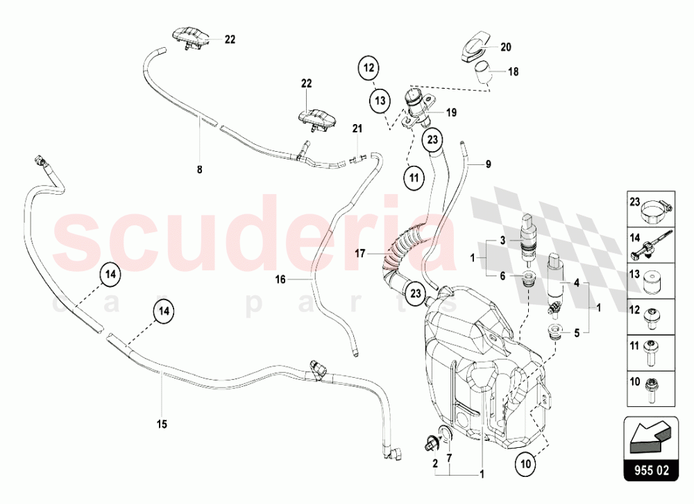 WINDSCREEN - HEADLIGHT WASHER SYSTEM of Lamborghini Lamborghini Aventador LP720 Coupe