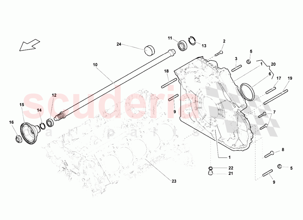 Timing Chain Cover - Propeller Shaft of Lamborghini Lamborghini Gallardo LP560 Coupe