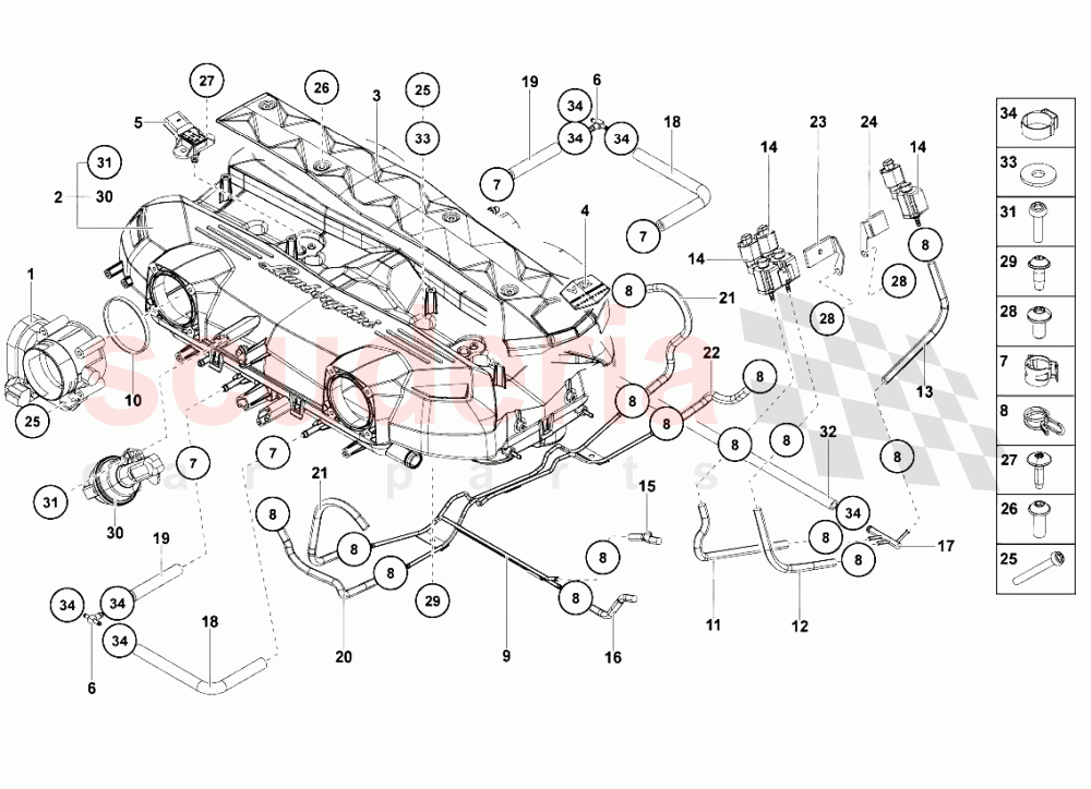 Intake Manifold 1 of Lamborghini Lamborghini Aventador LP700 Coupe