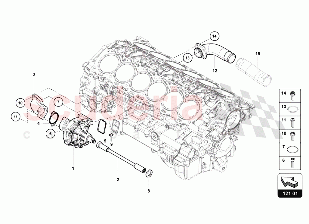 WATER PUMP of Lamborghini Lamborghini Aventador LP700 Roadster