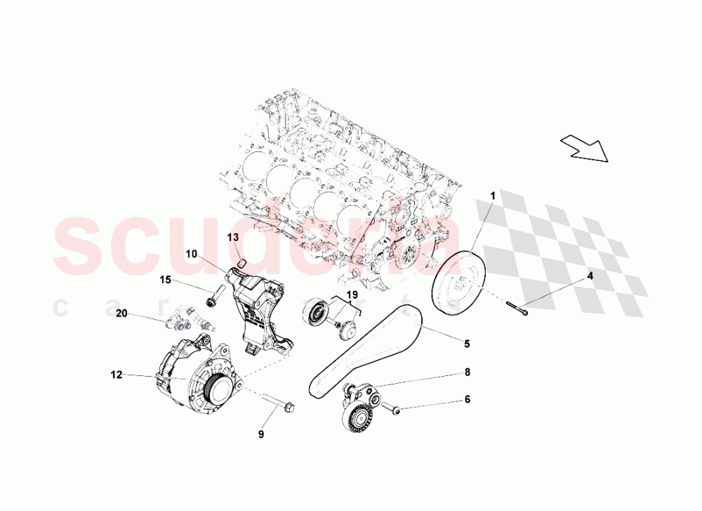 Alternator And Straps of Lamborghini Lamborghini Gallardo LP560 Coupe