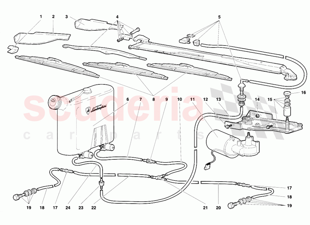 Windscreen Wiper and Headlamp Washers of Lamborghini Lamborghini Diablo VT (1993-1998)