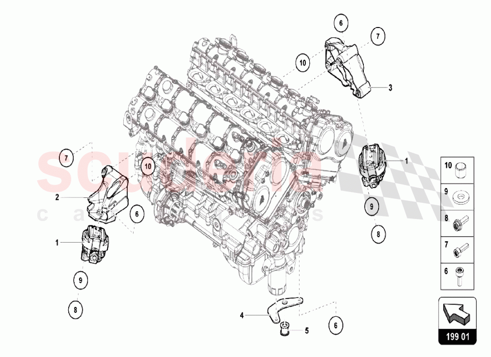 SECURING PARTS FOR ENGINE of Lamborghini Lamborghini Aventador LP750 SV Coupe