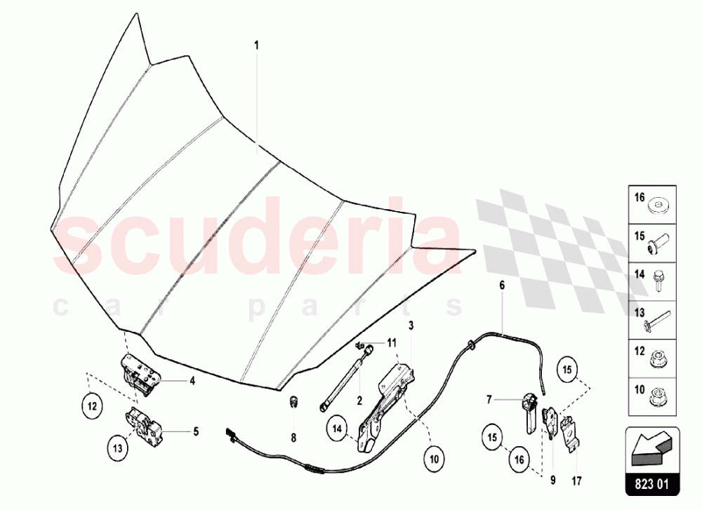 FRONT HOOD of Lamborghini Lamborghini Aventador LP750 SV Coupe