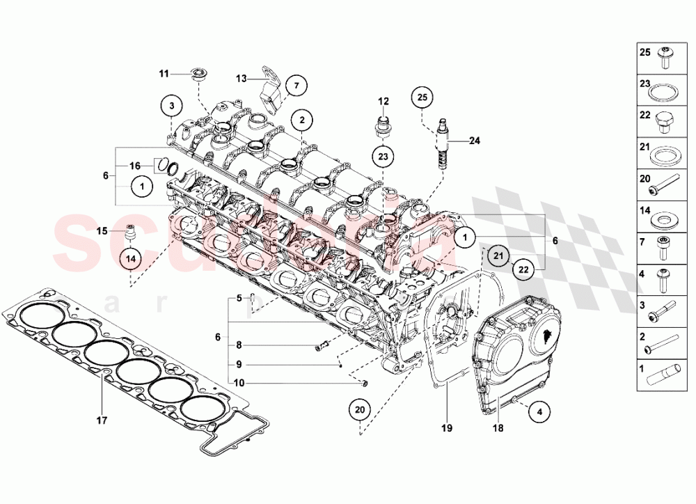 Right Cylinder Head And Cover of Lamborghini Lamborghini Aventador LP700 Coupe