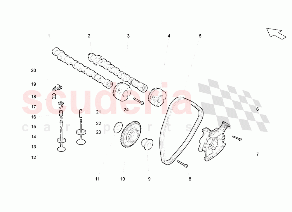 Right Head Timing System of Lamborghini Lamborghini Gallardo (2008)