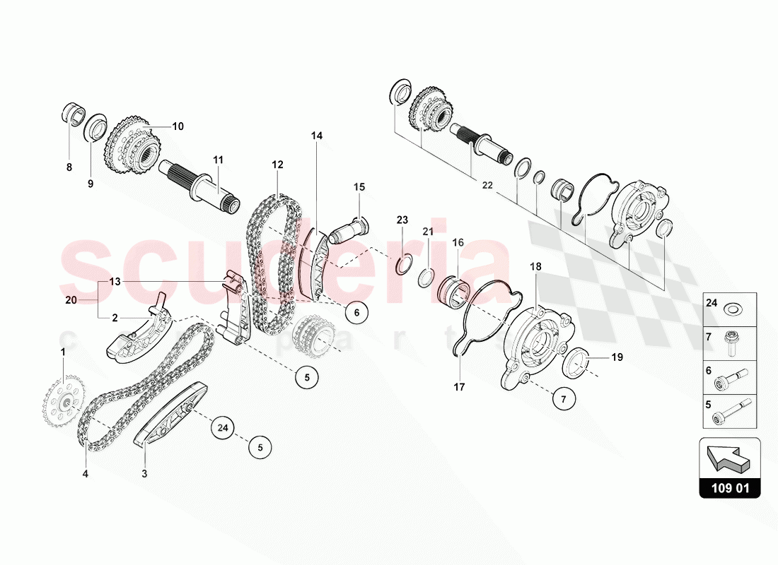 TIMING CHAIN of Lamborghini Lamborghini Aventador LP770 SVJ Coupe