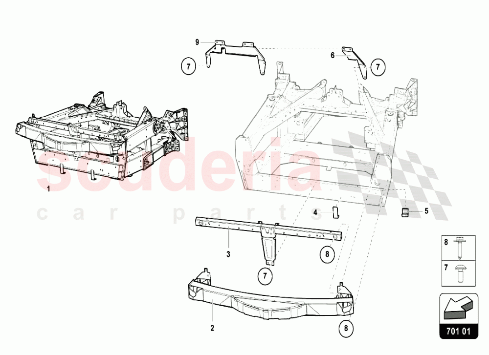 FRONT FRAME ELEMENTS of Lamborghini Lamborghini Aventador LP720 Roadster