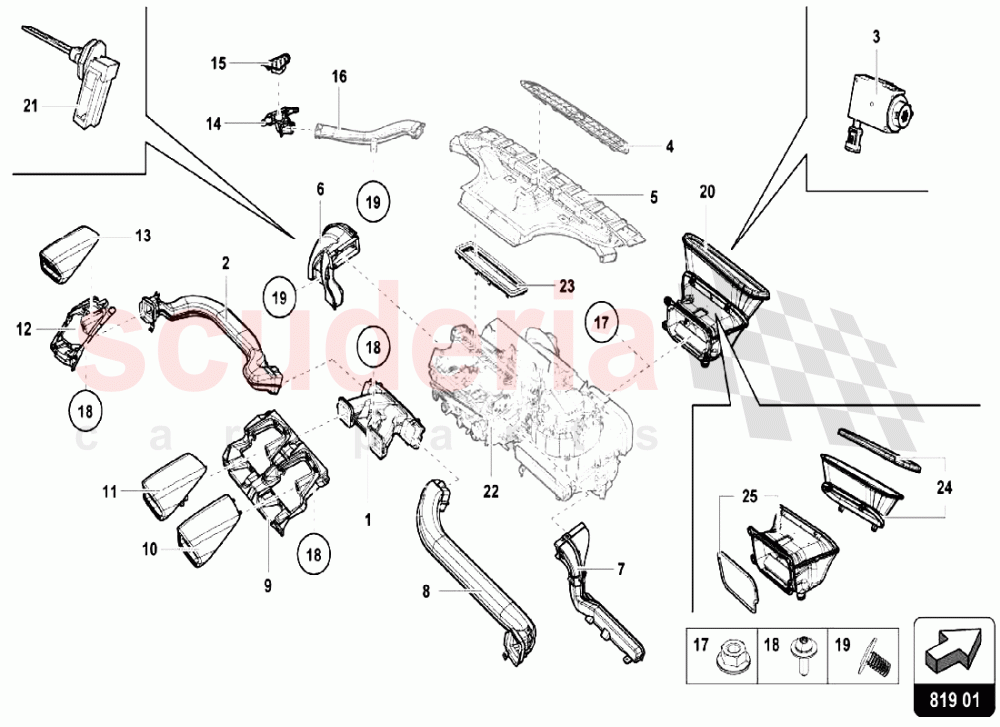 Dashboard Air Pipe of Lamborghini Lamborghini Huracan LP580 Coupe