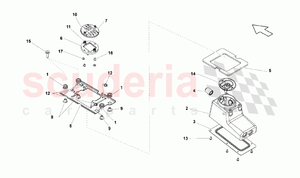 Hand Lever System - Selector Housing of Lamborghini Lamborghini Gallardo LP550 Coupe