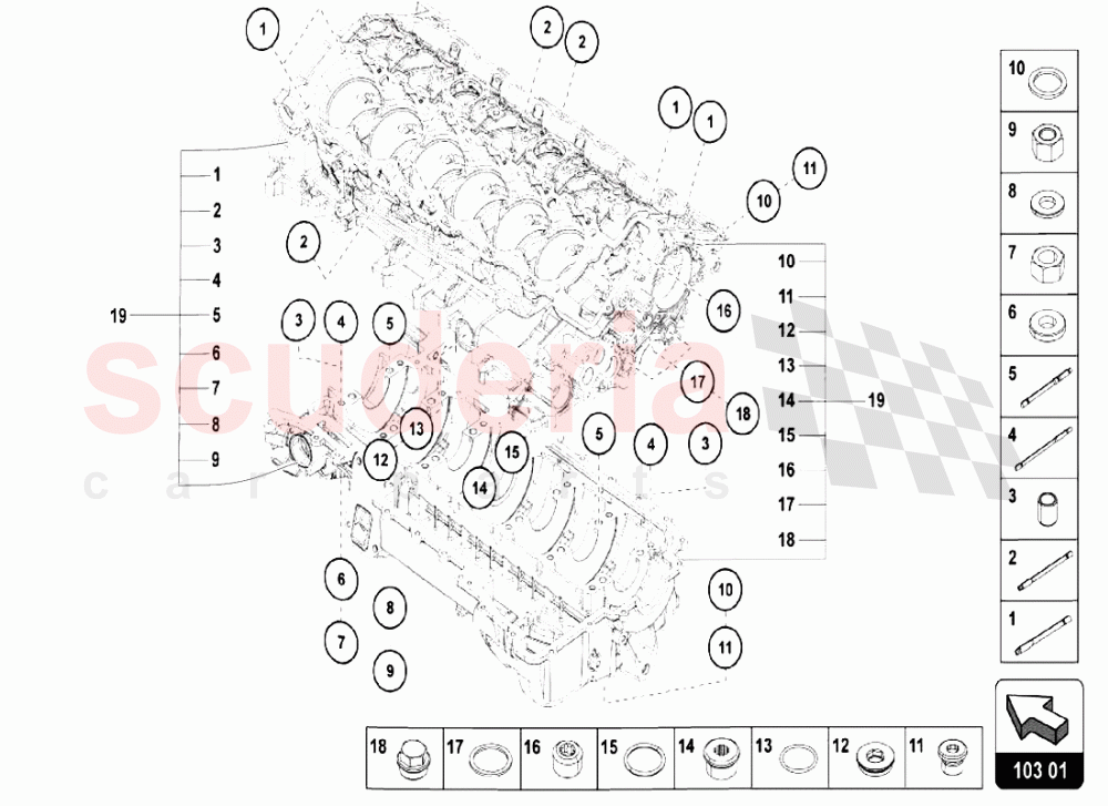 CRANKCASE of Lamborghini Lamborghini Aventador LP750 SV Roadster