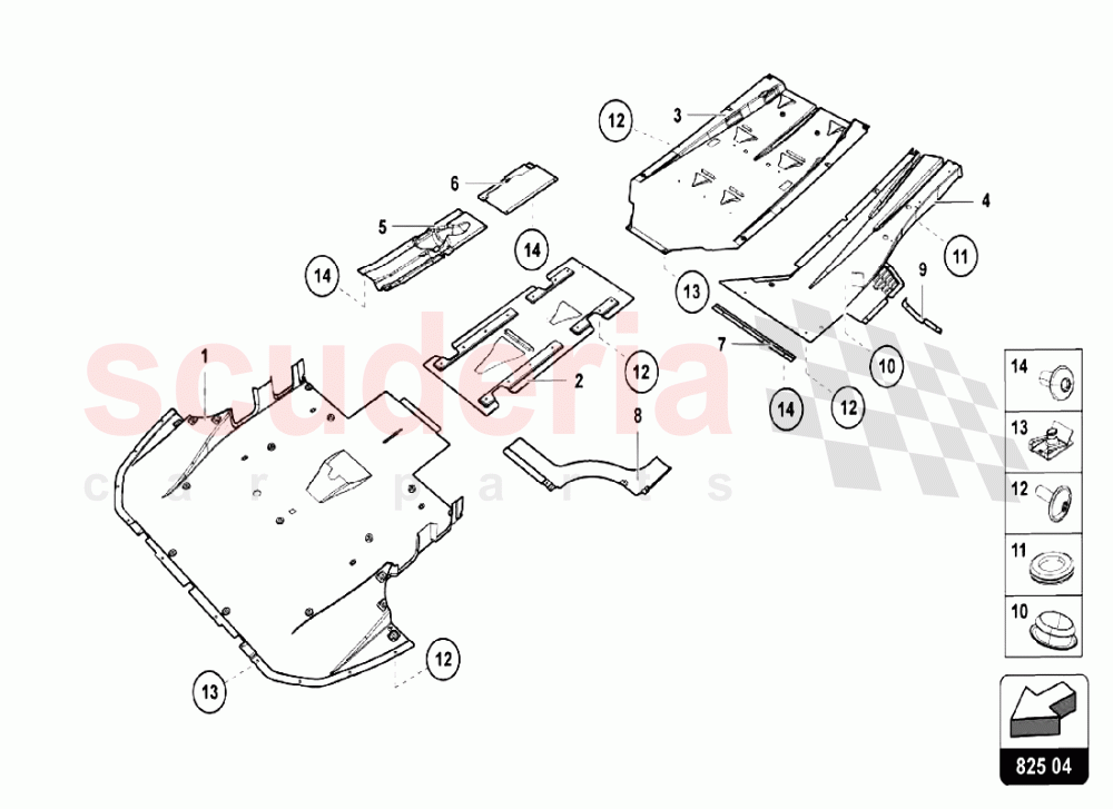 FRAME FLOOR PANELS of Lamborghini Lamborghini Aventador LP750 SV Roadster