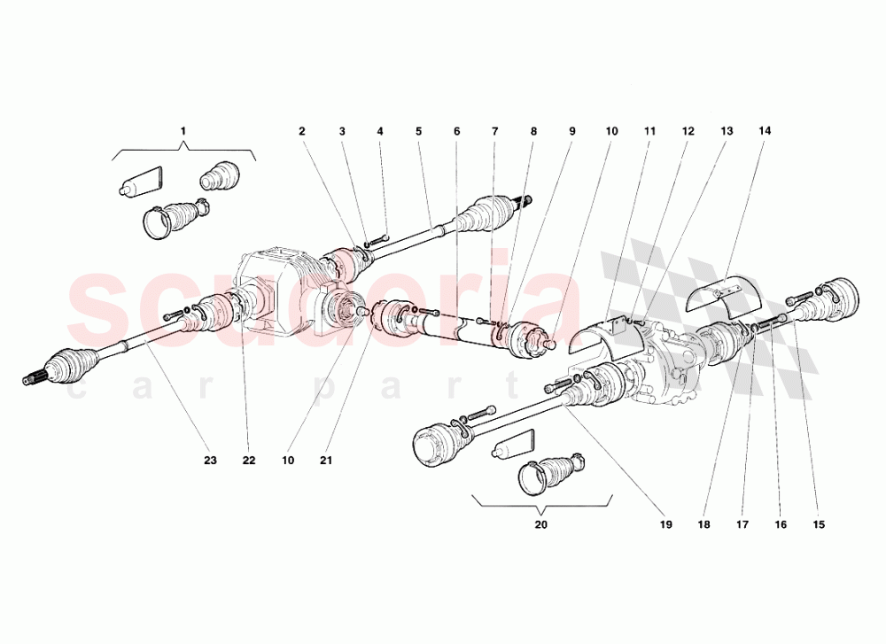 Driveshafts and Propeller Shaft of Lamborghini Lamborghini Diablo VT Roadster (1998-2000)