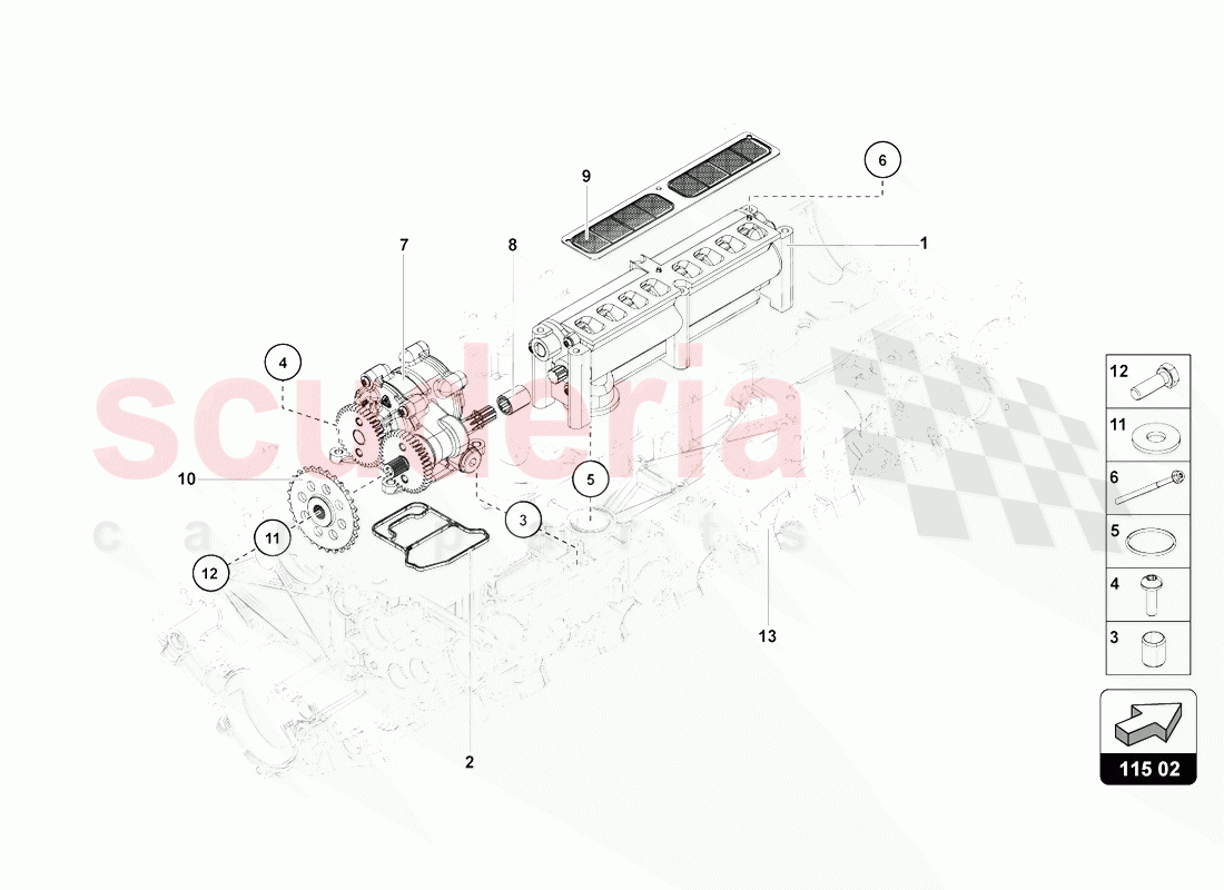 OIL PUMP of Lamborghini Lamborghini Aventador LP770 SVJ Coupe