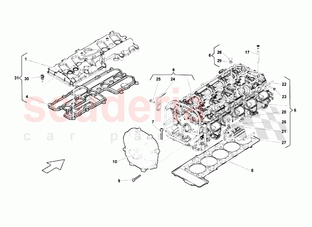 Left Cylinder Head And Cover 6 - 10 of Lamborghini Lamborghini Gallardo LP570 4 SL