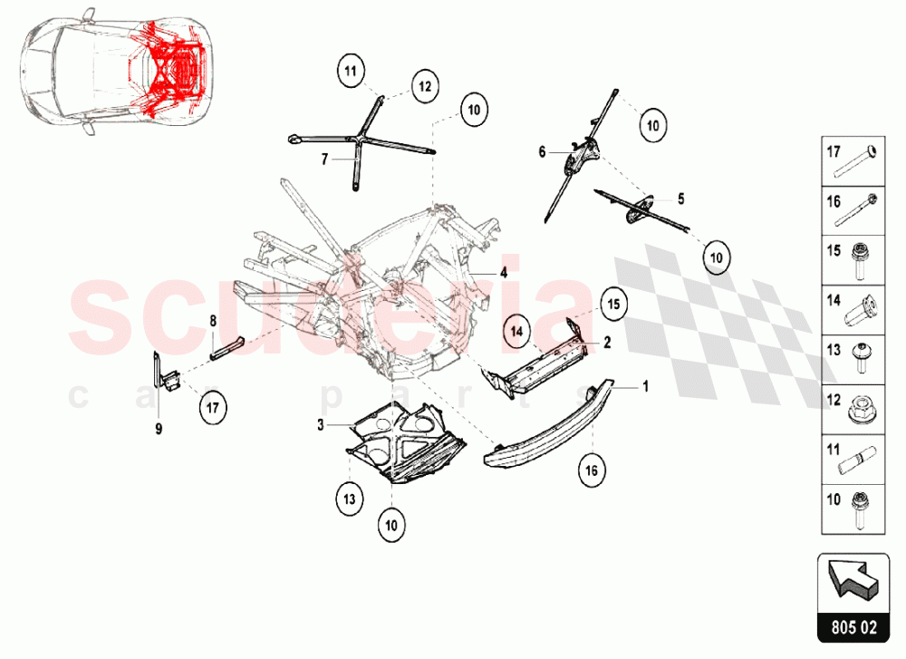 REAR FRAME OUTER ELEMENTS of Lamborghini Lamborghini Huracan LP610 Spyder