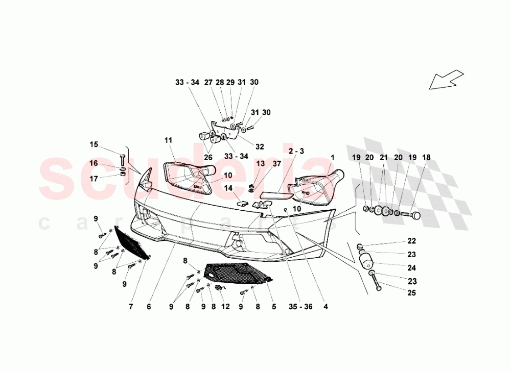 Front Bumpers of Lamborghini Lamborghini Murcielago LP640 Roadster