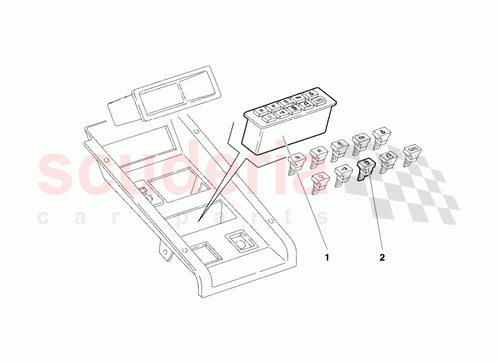 Tunnel Panel Instruments (Valid for Canada - January 1995) of Lamborghini Lamborghini Diablo SE30 (1993-1995)