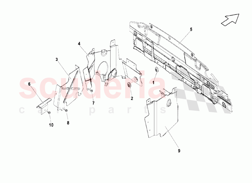 Frame Floor Panels - Heat Shield of Lamborghini Lamborghini Gallardo LP550 Coupe