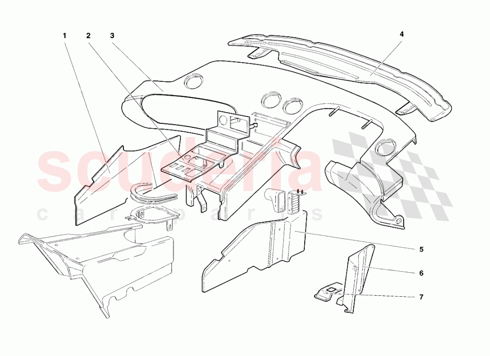 Passenger Compartment Trims (Valid for UK 1998) of Lamborghini Lamborghini Diablo VT Roadster (1998-2000)