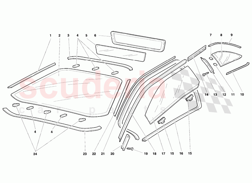 Windows of Lamborghini Lamborghini Diablo SV (1995-1997)