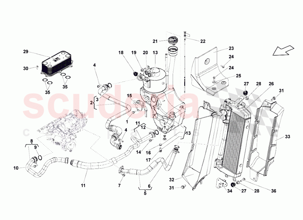 Oil System Radiator of Lamborghini Lamborghini Gallardo LP560 Coupe