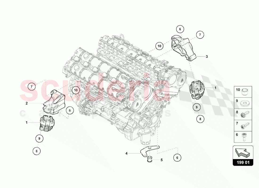 SECURING PARTS FOR ENGINE of Lamborghini Lamborghini Aventador LP770 SVJ Coupe