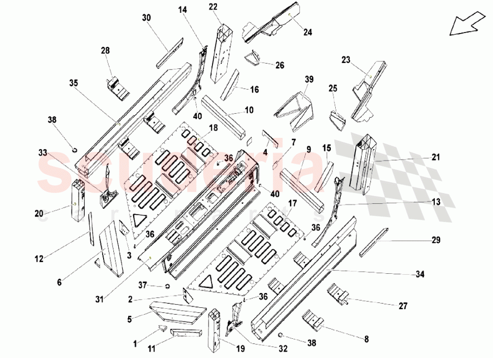 Frame Elements - Floor Assembly of Lamborghini Lamborghini Gallardo LP550 Coupe