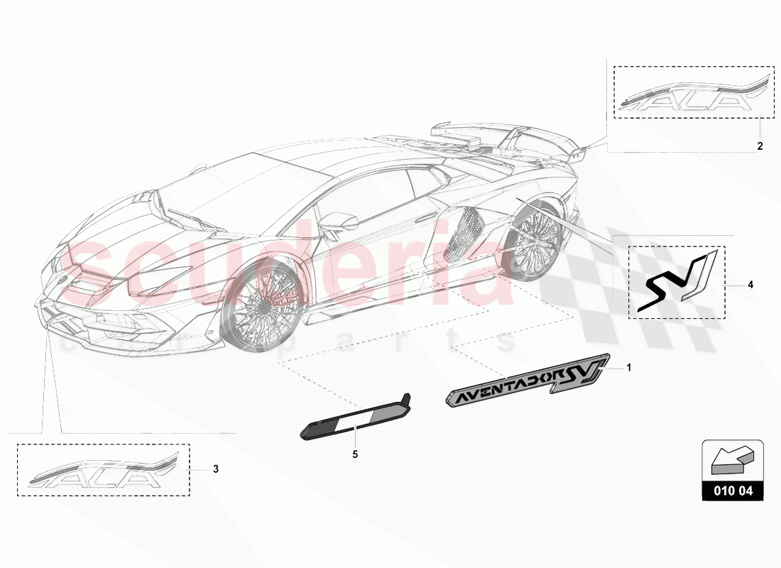 STICKEY PAD SET of Lamborghini Lamborghini Aventador LP770 SVJ Coupe