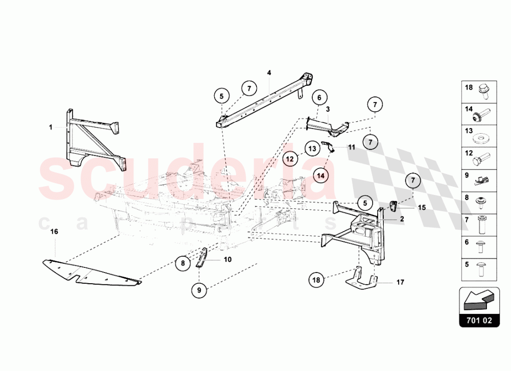 FRONT FRAME ELEMENTS of Lamborghini Lamborghini Aventador LP700 Roadster