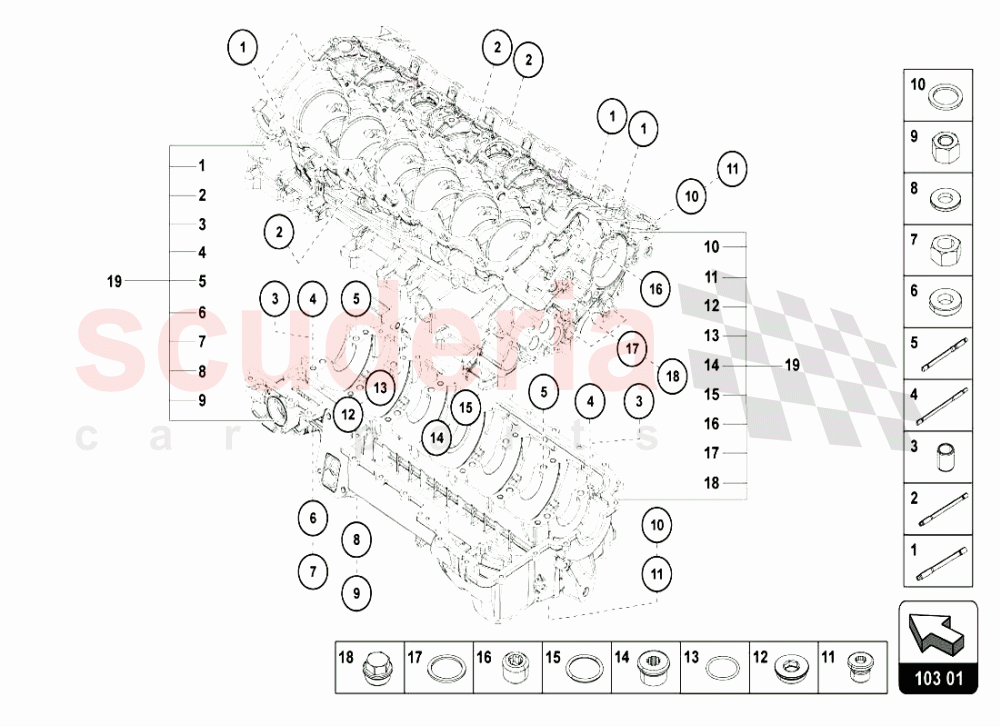 CRANKCASE of Lamborghini Lamborghini Aventador LP720 Coupe