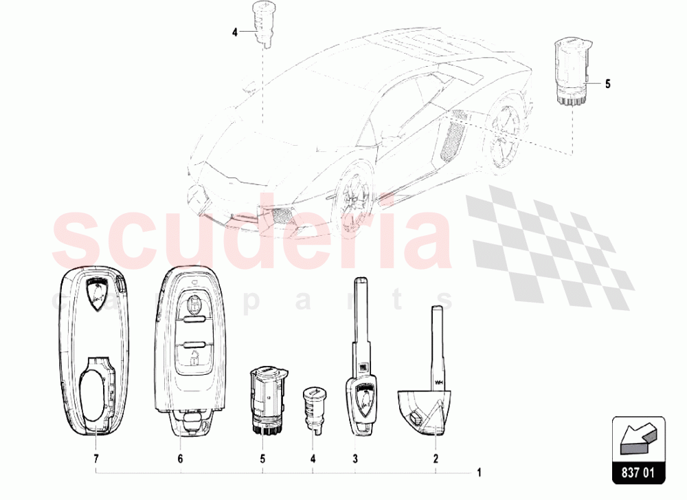 KEYS KIT of Lamborghini Lamborghini Aventador LP750 SV Coupe