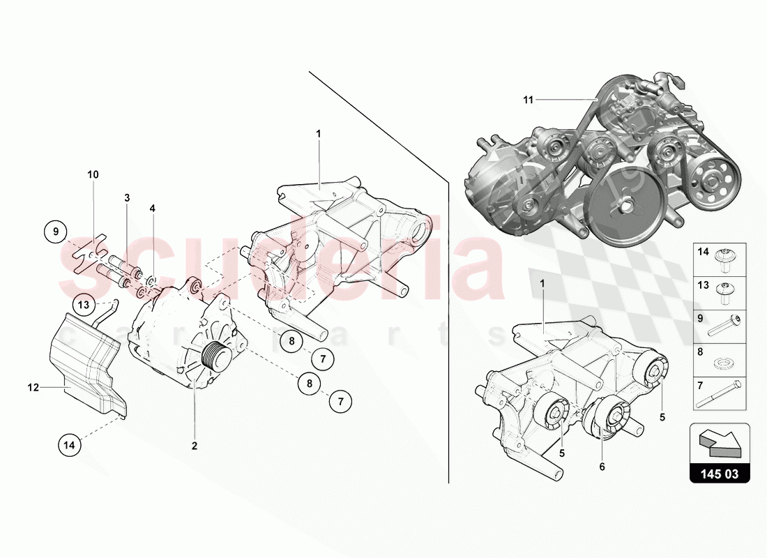 ALTERNATOR AND SINGLE PARTS of Lamborghini Lamborghini Aventador LP770 SVJ Coupe