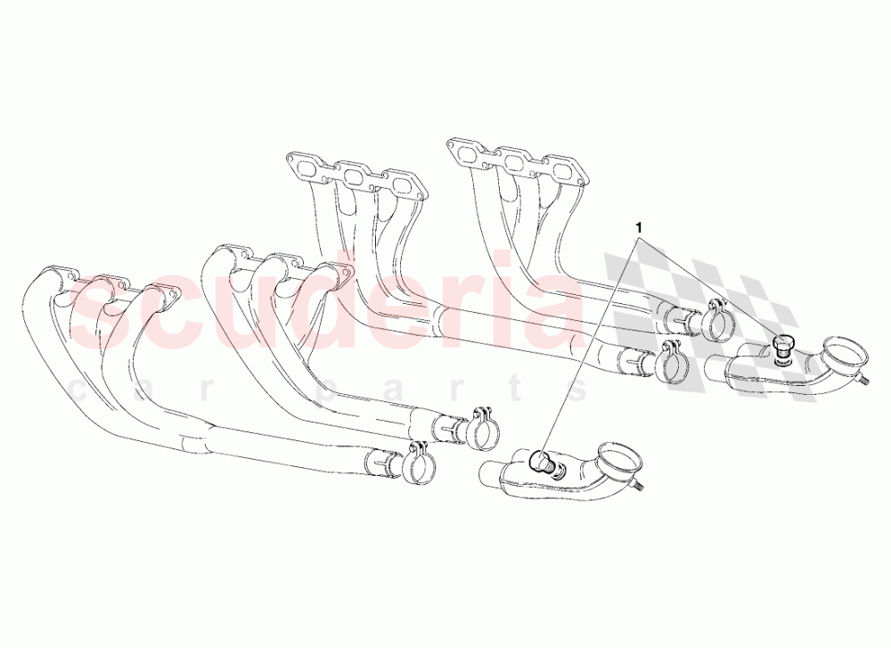 Exhaust System - (Valid for South Africa - R.H.D. Version - April 1994) of Lamborghini Lamborghini Diablo VT (1993-1998)